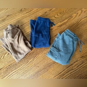 Kids size 3t boys Cozy Drawstring Jogger Sweat Pants - Blue, Tan, and Green